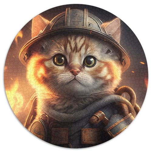Puzzle für Erwachsene, 1000 Teile, Feuerwehrmann-Katzen-Puzzle, Stressabbau für Teenager, Cooles, einzigartiges Geschenk für die Familie (67,5 x 67,5 cm) von XHAXING