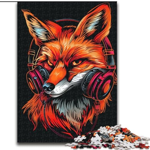 Puzzle für Erwachsene, 1000 Teile, Fuchs mit Sonnenbrille, Puzzle aus Holz, anspruchsvolles Denkspiel für Teenager, unterhaltsames interaktives Spiel für die ganze Familie, 1000 Teile(50x75cm) von XHAXING