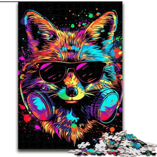 Puzzle für Erwachsene, 1000 Teile, Fuchs mit Sonnenbrille, Puzzle aus Pappe, für Teenager und Familienspaß, 1000 Teile(26x38cm) von XHAXING