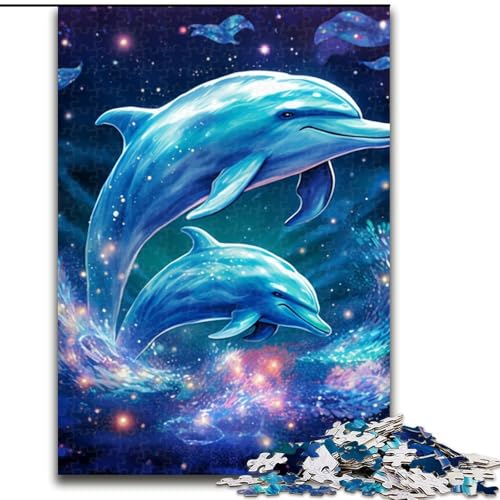 Puzzle für Erwachsene, 1000 Teile, Galaxie-Delfin-Puzzle aus Pappe, interaktives Familienspiel, Denksport-Geschenk, Lernspielzeug, 1000 Teile(26x38cm) von XHAXING