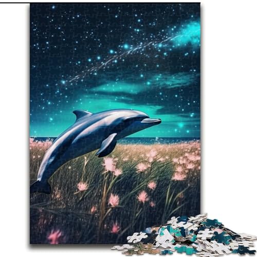 Puzzle für Erwachsene, 1000 Teile, Galaxie-Delfine, Puzzle aus Holz, interaktives Familienspiel, Denksport-Geschenk, Lernspielzeug, 1000 Teile(50x75cm) von XHAXING