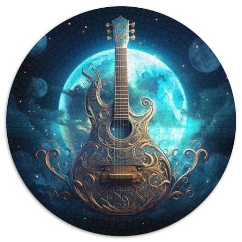 Puzzle für Erwachsene, 1000 Teile, Galaxy-Gitarre, rund, Schwierigkeitsgrad: Anfänger, ideal als Geburtstags (Größe: 67,5 x 67,5 cm) von XHAXING