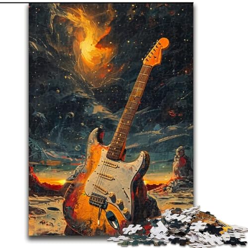 Puzzle für Erwachsene, 1000 Teile, Gitarre auf dem Mond, aus Holz, für Teenager und Familienspaß, 1000 Teile(50x75cm) von XHAXING