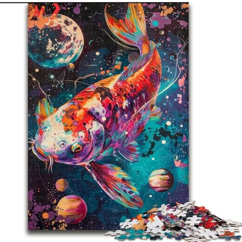 Puzzle für Erwachsene, 1000 Teile, Goldfisch im Wasser, Puzzle aus Holz, entspannende Unterhaltung, Heimdekoration, 1000 Teile(50x75cm) von XHAXING