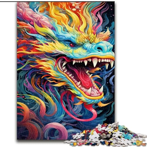 Puzzle für Erwachsene, 1000 Teile, Happy Dragon, Puzzle aus Holz, Spaß für die ganze Familie, Basteln, perfekt für Geburtstage, Feiertage, 1000 Stück(50x75cm) von XHAXING