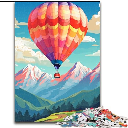 Puzzle für Erwachsene, 1000 Teile, Heißluftballon mit Bergen, Puzzle aus Holz, Eltern, Partner, Freunde – ab 14 Jahren, 1000 Teile(50x75cm) von XHAXING