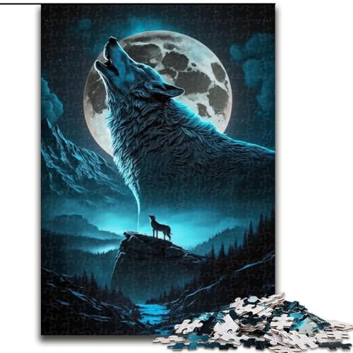 Puzzle für Erwachsene, 1000 Teile, Heulender Wolf, Puzzle aus Holz, anspruchsvolles Denkspiel für Teenager, unterhaltsames interaktives Spiel für die ganze Familie, 1000 Teile(50x75cm) von XHAXING