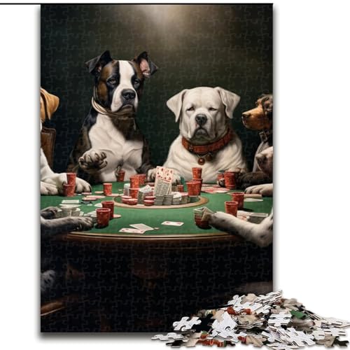 Puzzle für Erwachsene, 1000 Teile, Hunde Spielen Poker, Puzzle aus Holz, Teenager, Stressabbau, Cooles einzigartiges Geschenk für die Familie, 1000 Teile(50x75cm) von XHAXING