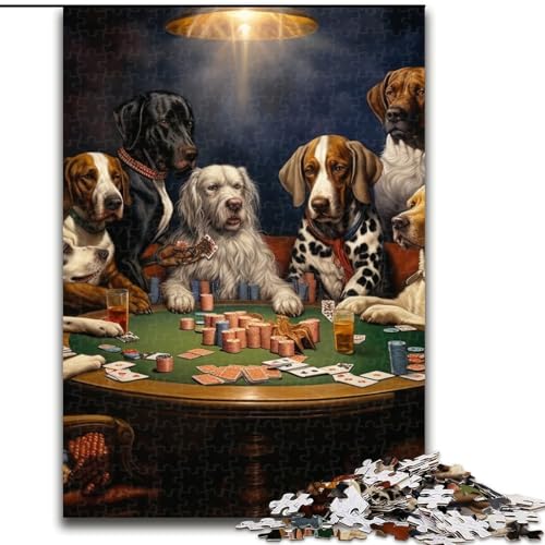 Puzzle für Erwachsene, 1000 Teile, Hunde Spielen Poker, Puzzle aus Pappe, anspruchsvolles DIY-Denkspiel, interaktives Familienspiel, 1000 Teile(26x38cm) von XHAXING