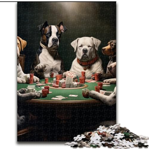 Puzzle für Erwachsene, 1000 Teile, Hunde Spielen Poker, Puzzle aus Pappe, interaktives Familienspiel, Denksportgeschenk, Lernspielzeug, 1000 Teile(26x38cm) von XHAXING