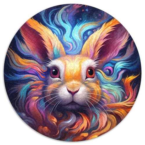 Puzzle für Erwachsene, 1000 Teile, Kaninchen, rund, aus Pappe, Geburtstag, zu Weihnachten und Halloween (Größe 67,5 x 67,5 cm) von XHAXING