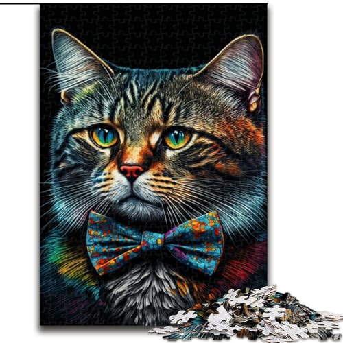 Puzzle für Erwachsene, 1000 Teile, Katze mit Schleife, Puzzle aus Holz, anspruchsvolles Denkspiel für Teenager, unterhaltsames interaktives Spiel für die ganze Familie, 1000 Teile(50x75cm) von XHAXING