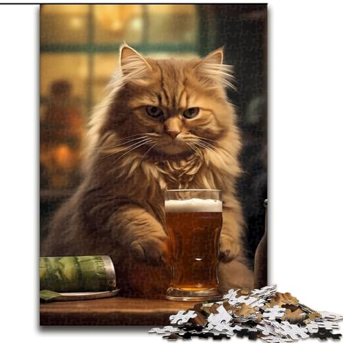 Puzzle für Erwachsene, 1000 Teile, Katzenbier-Puzzle aus Pappe, anspruchsvolles Denkspiel für Teenager, Spaß für den Spieleabend mit der Familie, 1000 Teile(26x38cm) von XHAXING