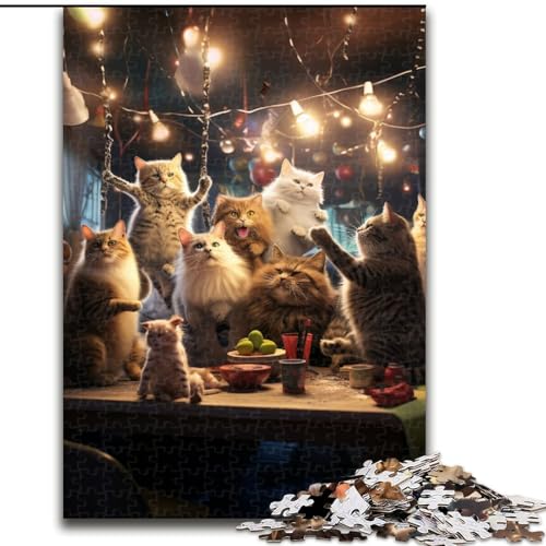 Puzzle für Erwachsene, 1000 Teile, Katzenparty-Puzzle aus Holz, anspruchsvolles Denkspiel für Teenager, Spaß für den Familienspieleabend, 1000 Teile(50x75cm) von XHAXING