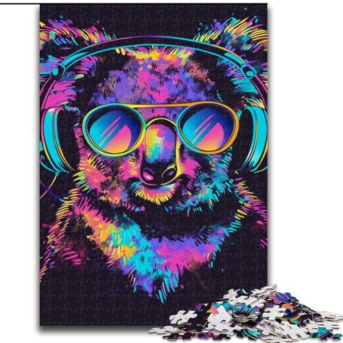 Puzzle für Erwachsene, 1000 Teile, Koala mit Kopfhörern und Sonnenbrille, Puzzle aus Pappe, Geschenk für Männer und Frauen, für den Alltag und besondere Anlässe, 1000 Teile(26x38cm) von XHAXING