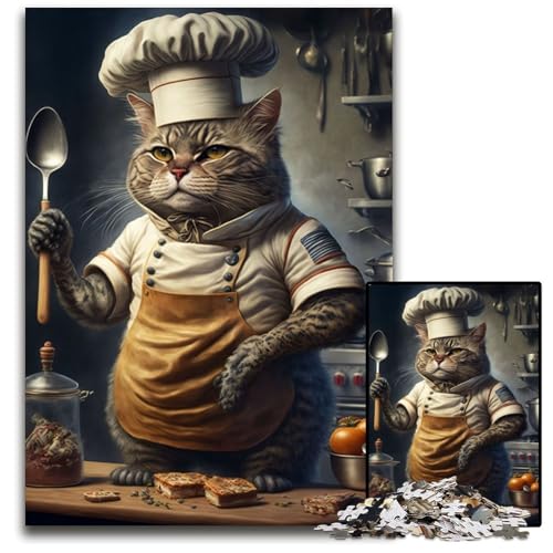 Puzzle für Erwachsene, 1000 Teile, Koch-Katze, Holzpuzzle für Erwachsene, Denkspiel für Teenager und Familieninteraktion, 50x75cm Puzzle für Erwachsene, 1000 Teile, Koch-Katze, Holzpuzzle für Erwachsene, Denkspiel für Teenager und Familieninteraktion, 50x75cm von XHAXING
