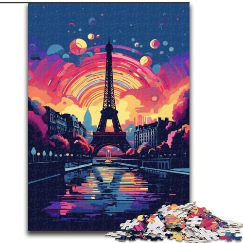 Puzzle für Erwachsene, 1000 Teile, Kunst-Eiffelturm-Puzzle aus Holz, Eltern, Partner, Freunde – ab 14 Jahren, 1000 Teile(50x75cm) von XHAXING