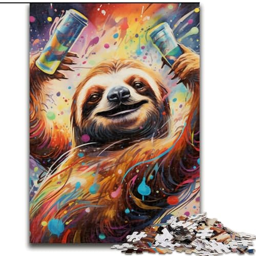 Puzzle für Erwachsene, 1000 Teile, Kunst-Tierfaultier-Puzzle aus Holz, Spaß für die ganze Familie, Basteln, perfekt für Geburtstage, Feiertage, 1000 Stück(50x75cm) von XHAXING