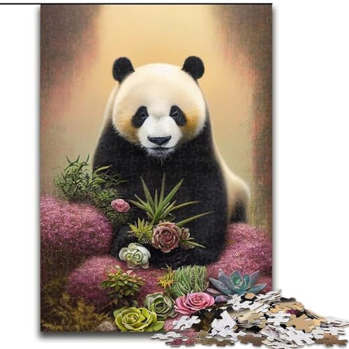 Puzzle für Erwachsene, 1000 Teile, Kunstblume mit Panda-Puzzle, aus Pappe, Eltern, Partner, Freunde – ab 14 Jahren, 1000 Teile(26x38cm) von XHAXING