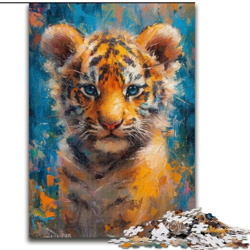 Puzzle für Erwachsene, 1000 Teile, Lächelndes Tigerbaby, Puzzle aus Holz, Eltern, Partner, Freunde – ab 14 Jahren, 1000 Teile(50x75cm) von XHAXING