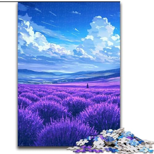 Puzzle für Erwachsene, 1000 Teile, Lavendelgarten-Puzzle aus Pappe, anspruchsvolles Denkspiel für Teenager, unterhaltsames interaktives Spiel für die ganze Familie, 1000 Teile(26x38cm) von XHAXING