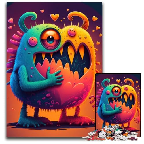 Puzzle für Erwachsene, 1000 Teile, Monster-Liebesherzen-Puzzle für Erwachsene, ideal für Familienspaß, Entspannung, 26x38cm Puzzle für Erwachsene, 1000 Teile, Monster-Liebesherzen-Puzzle für Erwachsene, ideal für Familienspaß, Entspannung, 26x38cm von XHAXING