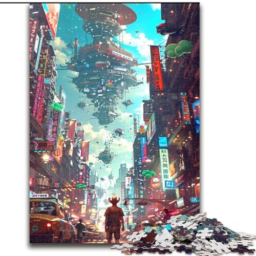 Puzzle für Erwachsene, 1000 Teile, Neon City-Puzzle aus Pappe, ideales Weihnachts- oder Geburtstagsgeschenk, Partyspiel-Spielzeug, 1000 Teile(26x38cm) von XHAXING