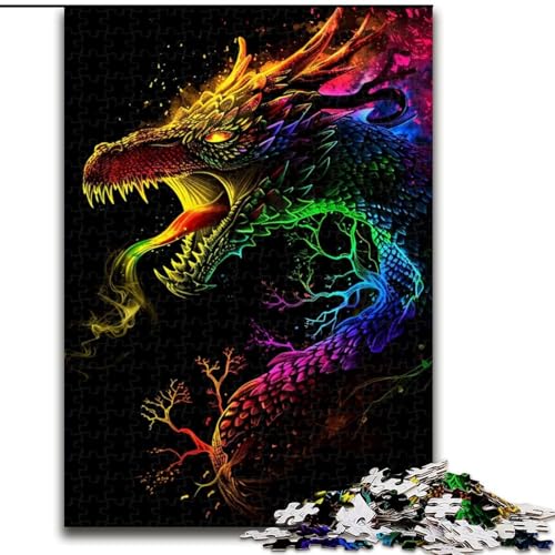 Puzzle für Erwachsene, 1000 Teile, Neon-Drache, Puzzle aus Holz, interaktives Familienspiel, Denksport-Geschenk, Lernspielzeug, 1000 Teile(50x75cm) von XHAXING