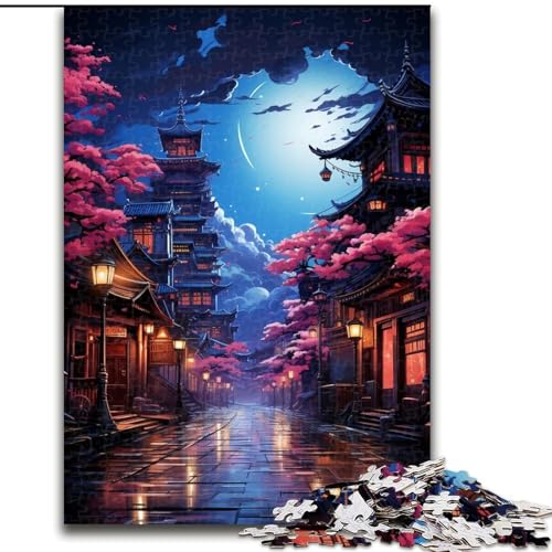 Puzzle für Erwachsene, 1000 Teile, Neon-Nachtlandschaft, aus Pappe, mit interaktivem Familienspiel, Kinder ab 14 Jahren, 1000 Teile(26x38cm) von XHAXING