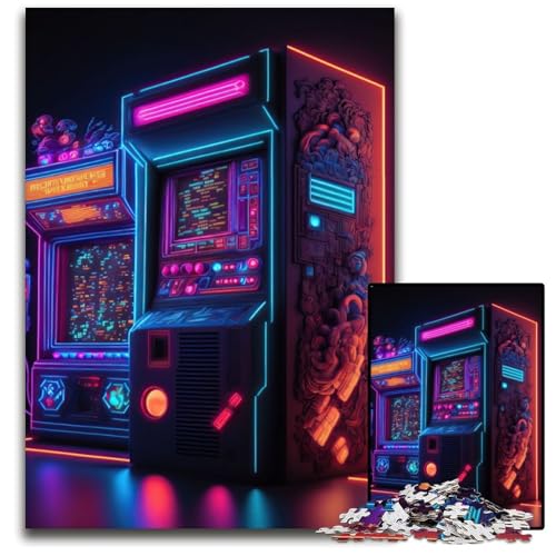 Puzzle für Erwachsene, 1000 Teile, Neon-Spiel, Papp-Puzzles für Erwachsene, perfekte Dekoration für Zuhause oder das Büro, 26x38cm von XHAXING