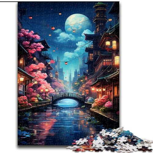 Puzzle für Erwachsene, 1000 Teile, Neon-Stadtlandschaft, aus Holz, Spielzeug, Geschenk, pädagogisches, intellektuelles, entspannendes Familienspiel, 1000 Teile(50x75cm) von XHAXING