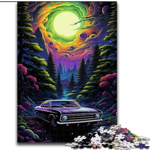 Puzzle für Erwachsene, 1000 Teile, Neonauto in der Natur, Puzzle aus Holz, farbenfrohe Heimdekoration und interaktives Familienspiel, 1000 Teile(50x75cm) von XHAXING