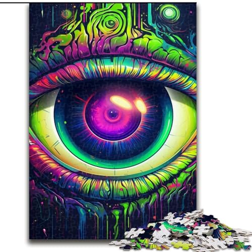 Puzzle für Erwachsene, 1000 Teile, Neonfarbene Augen, Puzzle aus Pappe, Denkspiel, Interaktives Familienspiel, Geeignet für Kinder ab 14 Jahren, 1000 Teile(26x38cm) von XHAXING