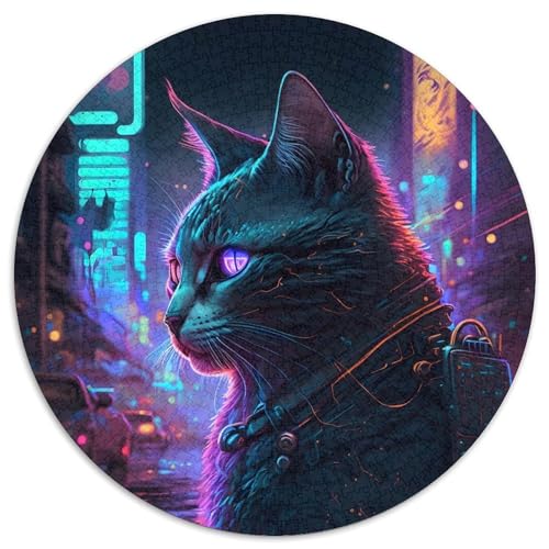 Puzzle für Erwachsene, 1000 Teile, Neonkatze, 1000-teiliges Puzzle mit interaktivem Familienspiel, Kinder ab 14 Jahren (67,5 x 67,5 cm) von XHAXING
