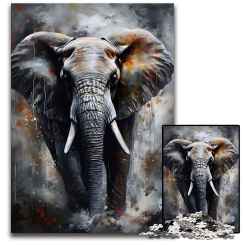 Puzzle für Erwachsene, 1000 Teile, Öl-Elefantenporträt, Karton, Puzzle für Erwachsene, Denkspiel für Teenager und Familieninteraktion, 26x38cm Puzzle für Erwachsene, 1000 Teile, Öl-Elefantenporträt, Karton, Puzzle für Erwachsene, Denkspiel für Teenager und Familieninteraktion, 26x38cm von XHAXING