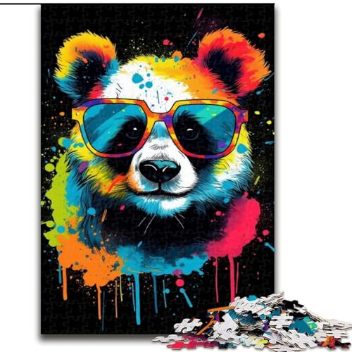 Puzzle für Erwachsene, 1000 Teile, Panda mit Brille, Puzzle aus Holz, Eltern, Partner, Freunde – ab 14 Jahren, 1000 Teile(50x75cm) von XHAXING