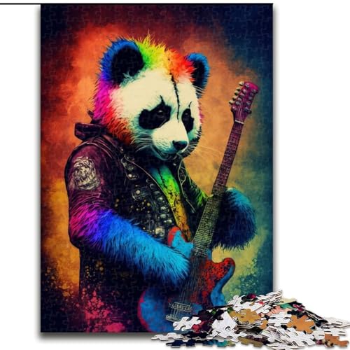 Puzzle für Erwachsene, 1000 Teile, Panda spielt Gitarre, Puzzle aus Holz, entspannende Unterhaltung, Heimdekoration, 1000 Teile(50x75cm) von XHAXING