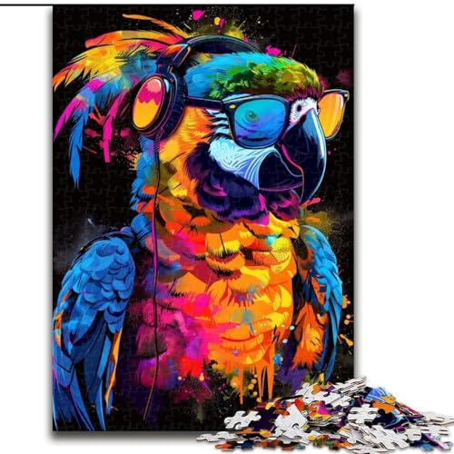 Puzzle für Erwachsene, 1000 Teile, Papagei mit Sonnenbrille, Puzzle aus Holz, anspruchsvolles Denkspiel für Teenager, unterhaltsames interaktives Spiel für die ganze Familie, 1000 Teile(50x75cm) von XHAXING