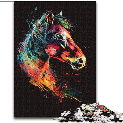 Puzzle für Erwachsene, 1000 Teile, Pferd, Aquarell-Puzzle aus Pappe, lehrreiches und unterhaltsames Indoor-Spiel für die Heimdekoration, 1000 Teile(26x38cm) von XHAXING