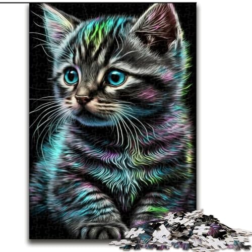 Puzzle für Erwachsene, 1000 Teile, Porträt Einer schönen Katze, Puzzle aus Holz, lehrreich und unterhaltsam, Indoor-Spiel für die Heimdekoration, 1000 Teile(50x75cm) von XHAXING