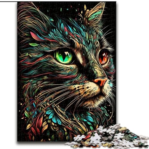Puzzle für Erwachsene, 1000 Teile, Porträt Einer schönen Katze, Puzzle aus Holz, lehrreich und unterhaltsam, Indoor-Spiel für die Heimdekoration, 1000 Teile(50x75cm) von XHAXING