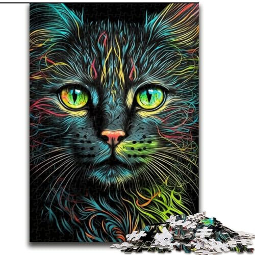 Puzzle für Erwachsene, 1000 Teile, Porträt Einer schönen Katze, Puzzle aus Pappe, Weihnachten, Halloween, Ostern, Neujahr, 1000 Teile(26x38cm) von XHAXING
