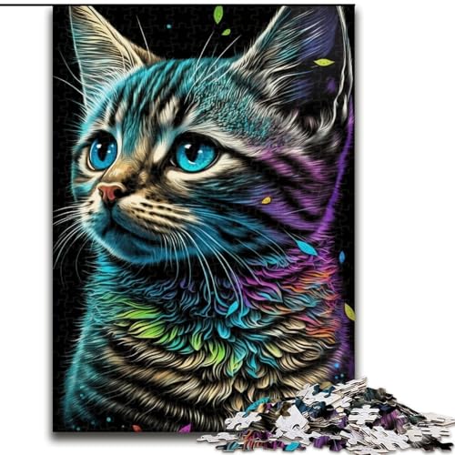 Puzzle für Erwachsene, 1000 Teile, Porträt eines schönen Katzenpuzzles aus Holz, Weihnachten, Halloween, Ostern, Neujahr, 1000 Teile(50x75cm) von XHAXING