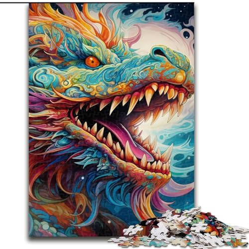 Puzzle für Erwachsene, 1000 Teile, Psychedelic Art Dragon Puzzle aus Holz, anspruchsvolles Denkspiel für Teenager, unterhaltsames interaktives Spiel für die ganze Familie, 1000 Teile(50x75cm) von XHAXING