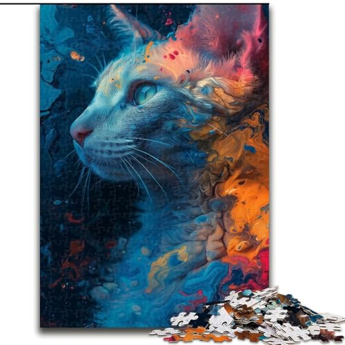 Puzzle für Erwachsene, 1000 Teile, Psychedelic Cats, aus Pappe, Eltern, Partner, Freunde – ab 14 Jahren, 1000 Teile(26x38cm) von XHAXING