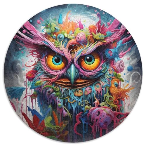 Puzzle für Erwachsene, 1000 Teile, Psychedelic Owl, 1000-teiliges Puzzle mit interaktivem Familienspiel, Kinder ab 14 Jahren (67,5 x 67,5 cm) von XHAXING