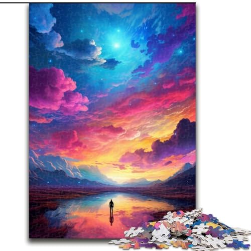 Puzzle für Erwachsene, 1000 Teile, Psychedelische Wolken, Puzzle aus Holz, Spaß für die ganze Familie, Basteln, perfekt für Geburtstage, Feiertage, 1000 Stück(50x75cm) von XHAXING