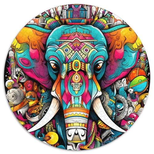 Puzzle für Erwachsene, 1000 Teile, Psychedelischer Elefant, 1000-teiliges Puzzle mit interaktivem Familienspiel, Kinder ab 14 Jahren (67,5 x 67,5 cm) von XHAXING
