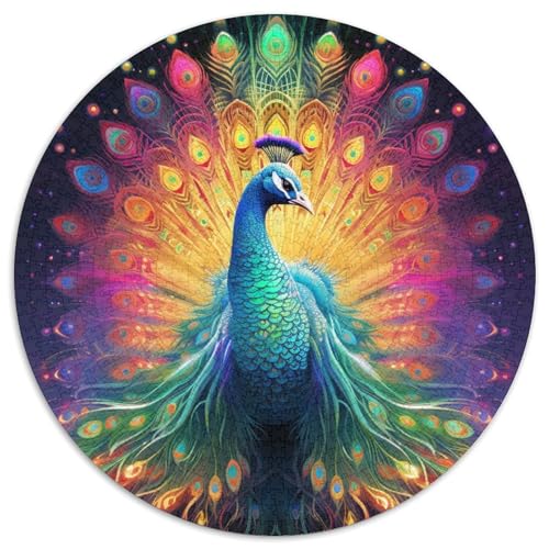 Puzzle für Erwachsene, 1000 Teile, Psychedelischer Pfau, 1000-teiliges Puzzle mit interaktivem Familienspiel, Kinder ab 14 Jahren (67,5 x 67,5 cm) von XHAXING