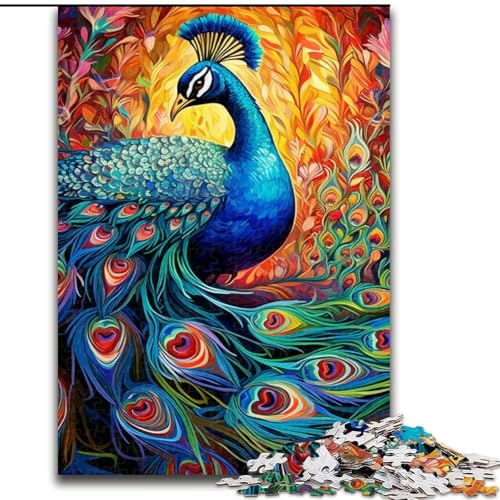 Puzzle für Erwachsene, 1000 Teile, Psychedelischer Pfau, Puzzle aus Holz, Spaß für die ganze Familie, Basteln, perfekt für Geburtstage, Feiertage, 1000 Stück(50x75cm) von XHAXING